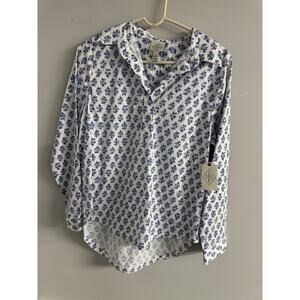 St. John’s Bay Women’s White And Navy Blouse Size Small
